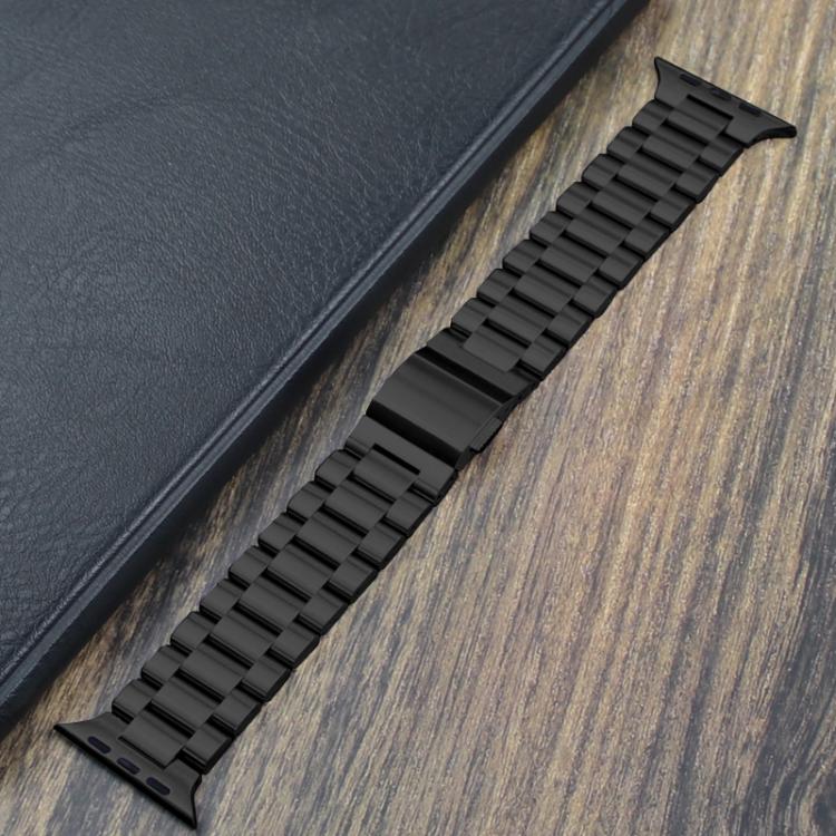 For Apple Watch 46mm / 49mm / 45mm / 44mm Norman Clasp Three-Link Titanium Alloy Watch Band(Black) - free shipping - PMC TechLife - Order now!