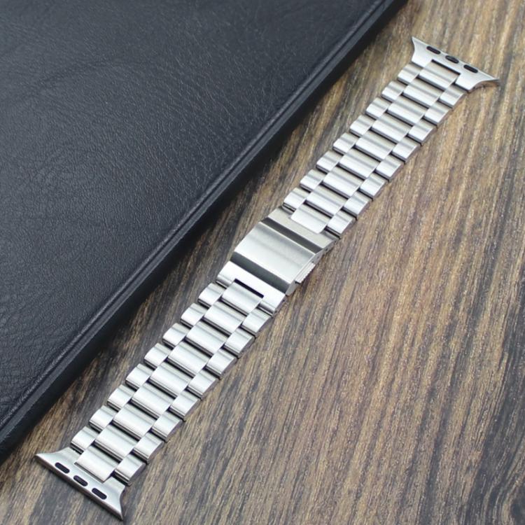 For Apple Watch 46mm / 49mm / 45mm / 44mm Norman Clasp Three-Link Titanium Alloy Watch Band(Silver) - free shipping - PMC TechLife - Order now!