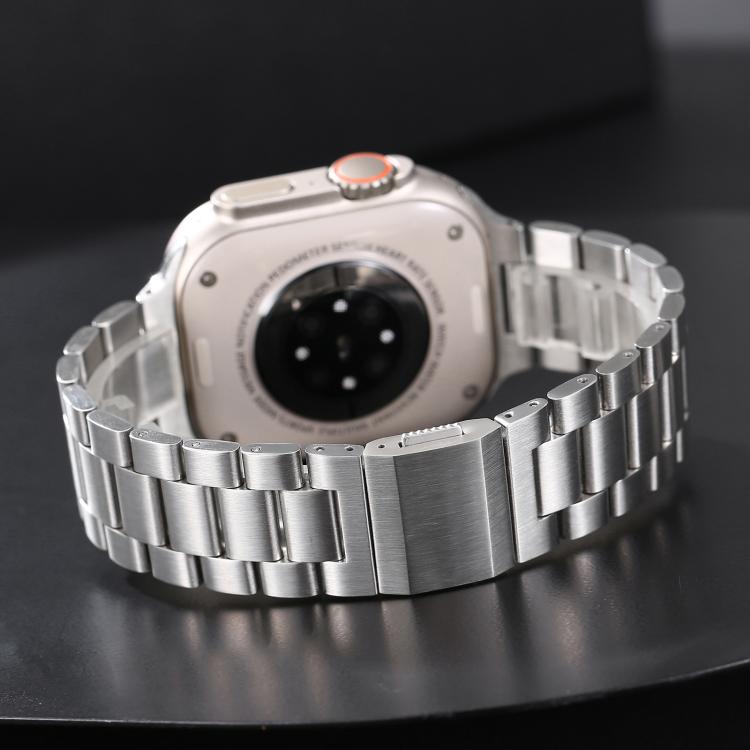 For Apple Watch 46mm / 49mm / 45mm / 44mm Norman Clasp Three-Link Titanium Alloy Watch Band(Silver) - free shipping - PMC TechLife - Order now!