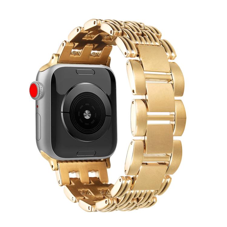 For Apple Watch 46mm / 49mm / 45mm / 44mm Five-bead Stripe Stainless Steel Watch Band(Gold) - free shipping - PMc TechLife - Order now!