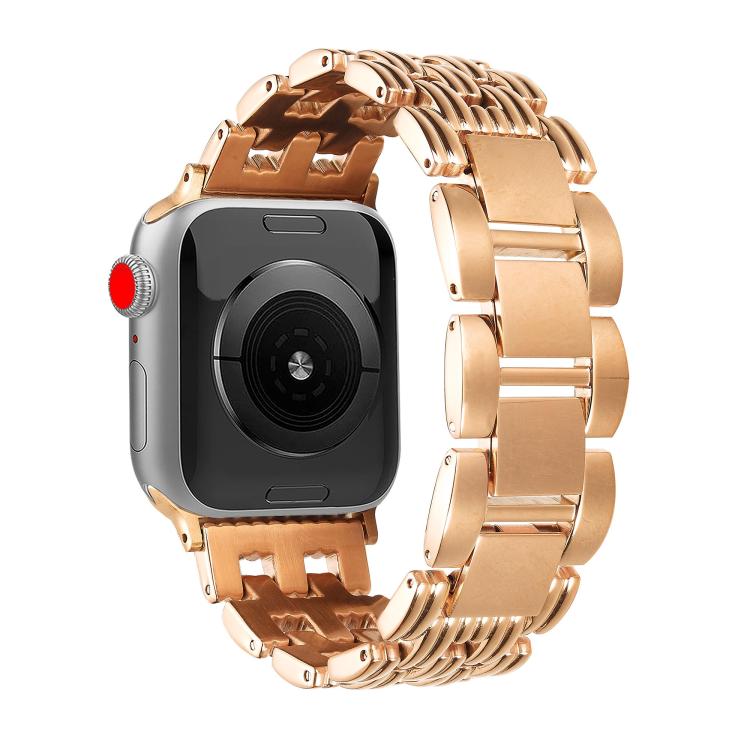 For Apple Watch 46mm / 49mm / 45mm / 44mm Five-bead Stripe Stainless Steel Watch Band(Rose Gold) - free shipping - PMc TechLife - Order now!