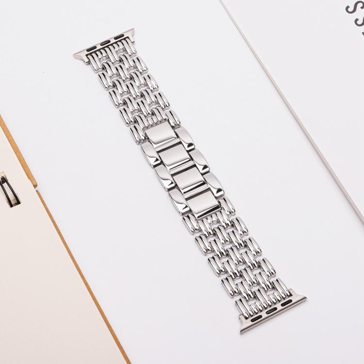 For Apple Watch 46mm / 49mm / 45mm / 44mm Five-bead Stripe Stainless Steel Watch Band(Silver) - free shipping - PMc TechLife - Order now!