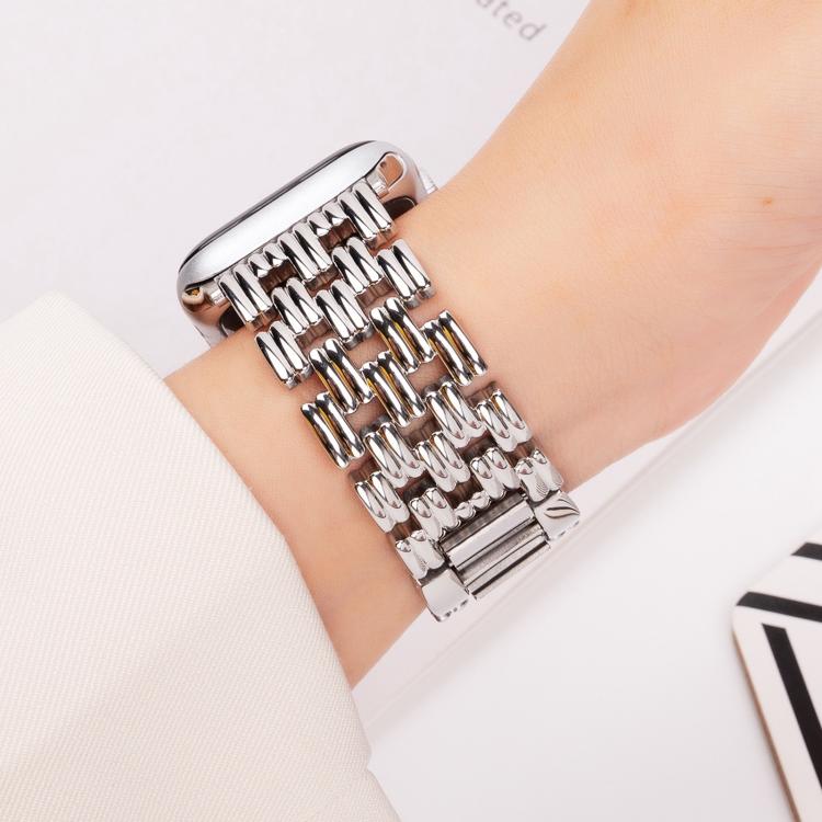 For Apple Watch 46mm / 49mm / 45mm / 44mm Five-bead Stripe Stainless Steel Watch Band(Silver) - free shipping - PMc TechLife - Order now!