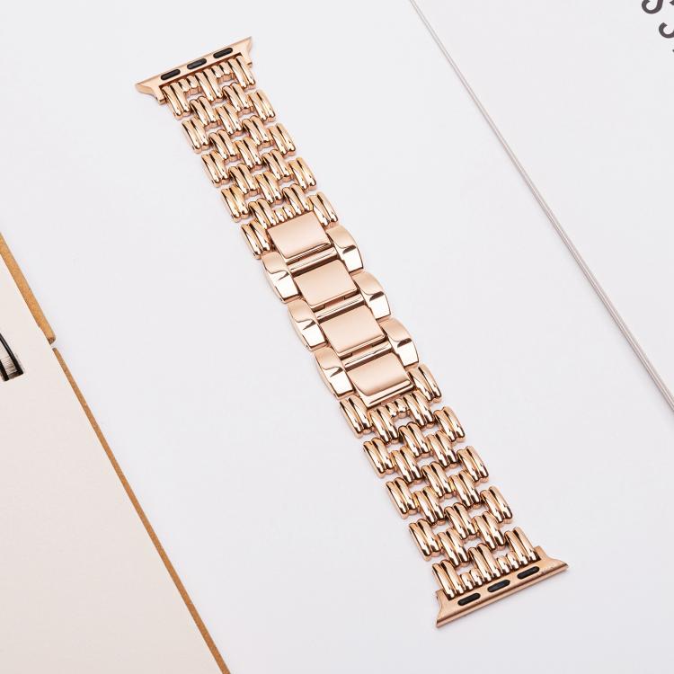 For Apple Watch 42mm / 41mm / 40mm / 38mm Five-bead Stripe Stainless Steel Watch Band(Rose Gold) - free shipping - PMc TechLife - Order now!