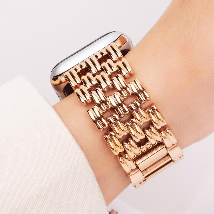 For Apple Watch 42mm / 41mm / 40mm / 38mm Five-bead Stripe Stainless Steel Watch Band(Rose Gold) - free shipping - PMc TechLife - Order now!