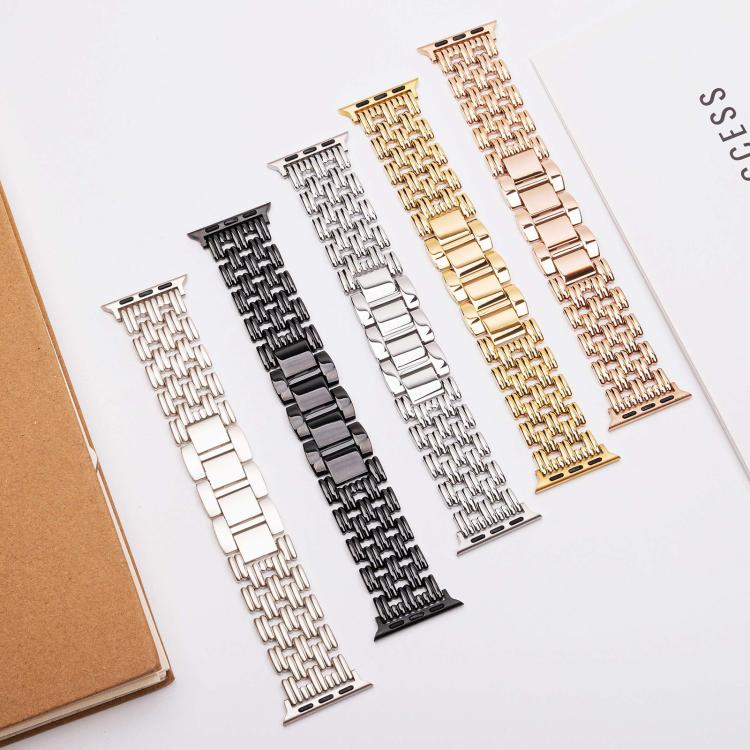 For Apple Watch 42mm / 41mm / 40mm / 38mm Five-bead Stripe Stainless Steel Watch Band(Starlight) - free shipping - PMc TechLife - Order now!