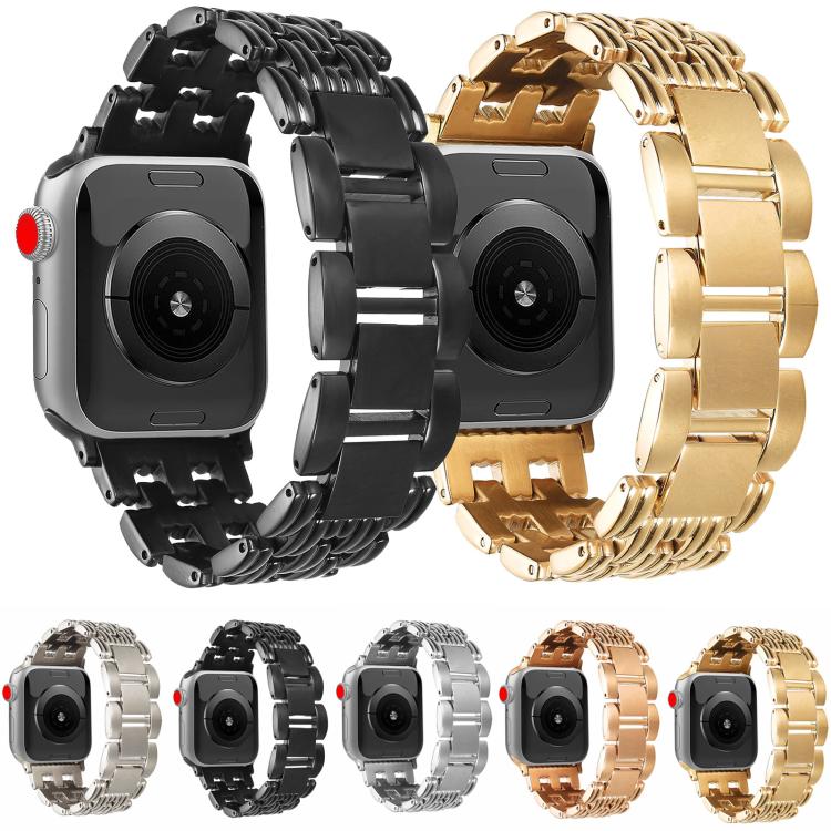 For Apple Watch 46mm / 49mm / 45mm / 44mm Five-bead Stripe Stainless Steel Watch Band(Gold) - free shipping - PMc TechLife - Order now!
