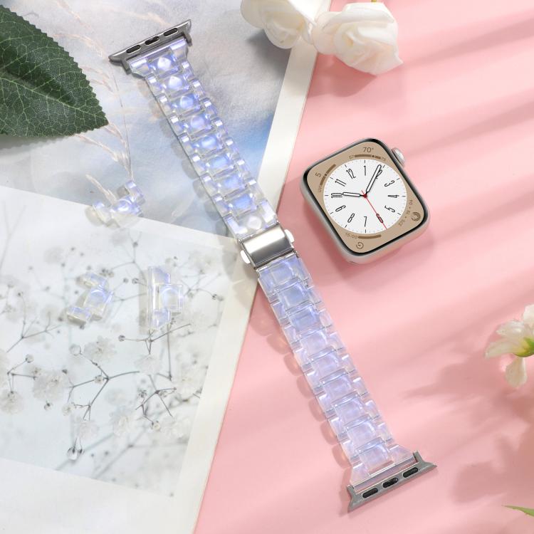 For Apple Watch 46mm / 49mm / 45mm / 44mm Small Waist Rhombus Three-bead Resin Watch Band(Gradient Blue) - free shipping - PMc TechLife - Order now!