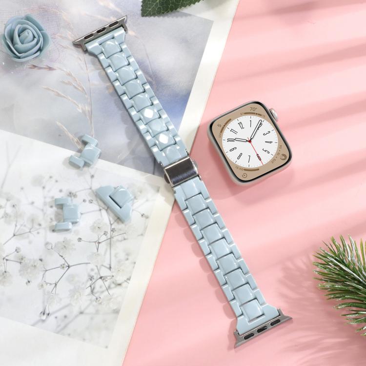 For Apple Watch 46mm / 49mm / 45mm / 44mm Small Waist Rhombus Three-bead Resin Watch Band(Turquoize) - free shipping - PMc TechLife - Order now!
