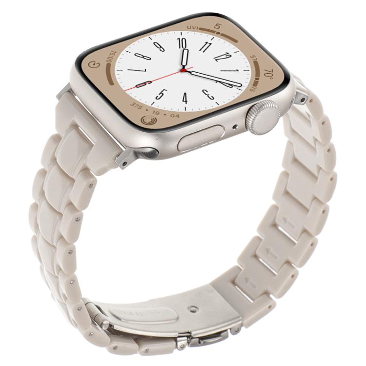 For Apple Watch 46mm / 49mm / 45mm / 44mm Small Waist Rhombus Three-bead Resin Watch Band(Milk Tea) - free shipping - PMc TechLife - Order now!