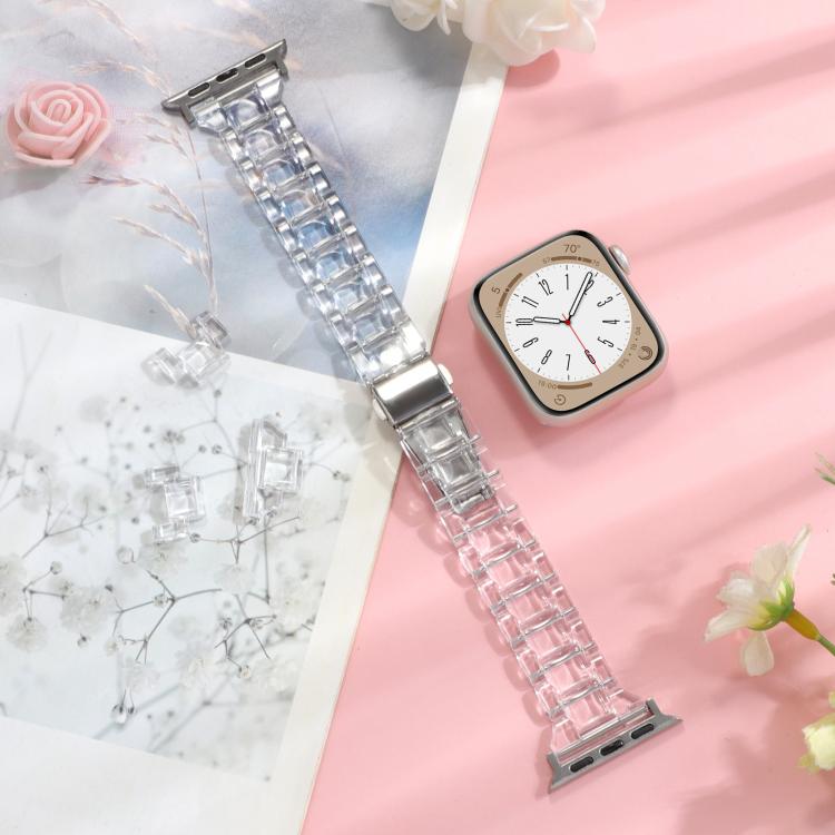 For Apple Watch 46mm / 49mm / 45mm / 44mm Small Waist Rhombus Three-bead Resin Watch Band(Transparent) - free shipping - PMc TechLife - Order now!