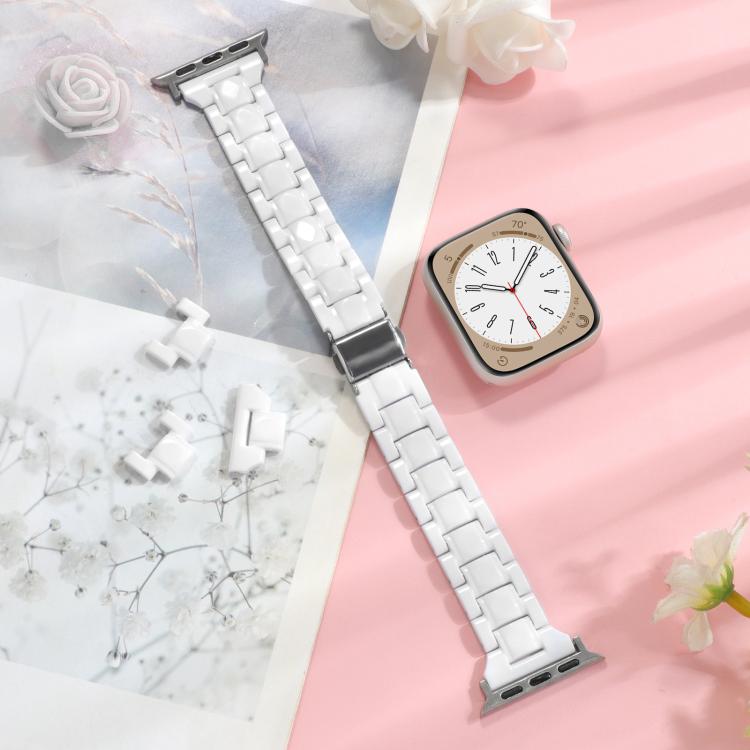 For Apple Watch 46mm / 49mm / 45mm / 44mm Small Waist Rhombus Three-bead Resin Watch Band(White) - free shipping - PMc TechLife - Order now!