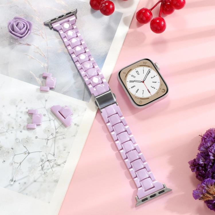 For Apple Watch 46mm / 49mm / 45mm / 44mm Small Waist Rhombus Three-bead Resin Watch Band(Purple) - free shipping - PMc TechLife - Order now!