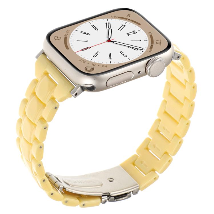 For Apple Watch 42mm / 41mm / 40mm / 38mm Small Waist Rhombus Three-bead Resin Watch Band(Lemon Yellow) - free shipping - PMc TechLife - Order now!