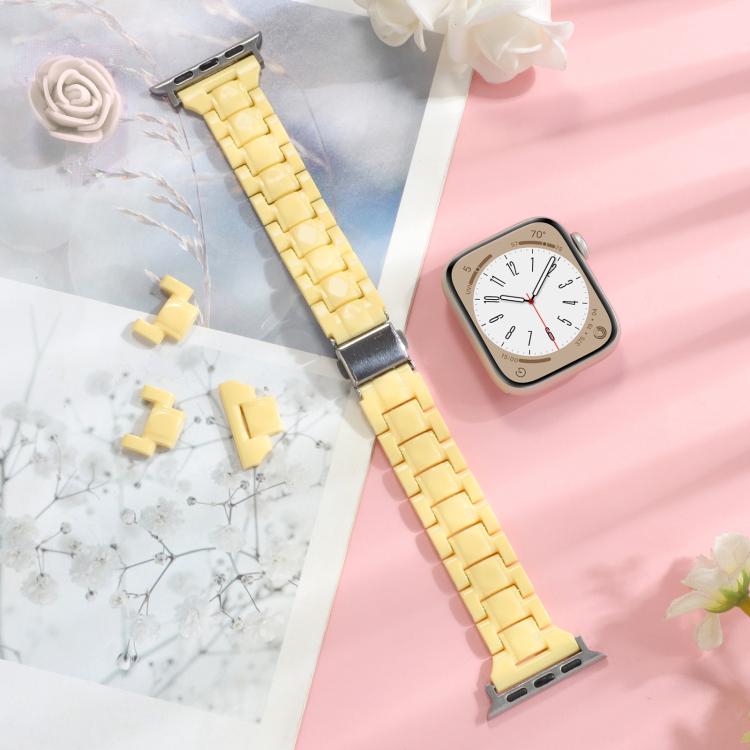 For Apple Watch 42mm / 41mm / 40mm / 38mm Small Waist Rhombus Three-bead Resin Watch Band(Lemon Yellow) - free shipping - PMc TechLife - Order now!