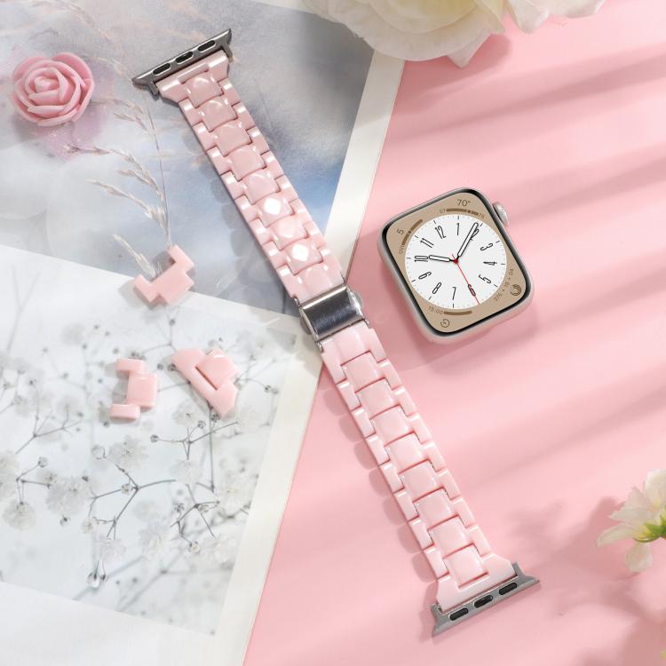 For Apple Watch 42mm / 41mm / 40mm / 38mm Small Waist Rhombus Three-bead Resin Watch Band(Pink) - free shipping - PMc TechLife - Order now!