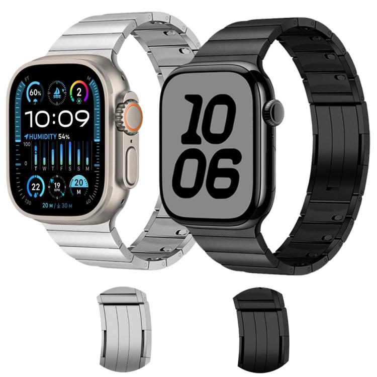 For Apple Watch 46mm / 49mm / 45mm / 44mm Single Bead Side-removable Stainless Steel Watch Band(Black) - Watch Bands by PMc TechLife | Online Shopping South Africa | PMc TechLife | Buy Now Pay Later Mobicred