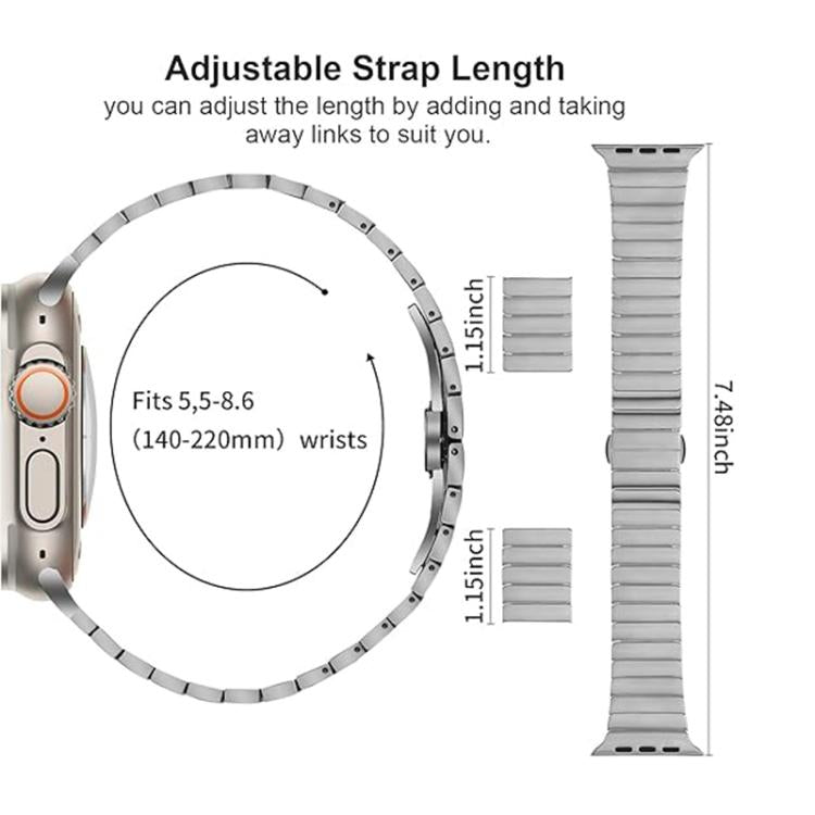 For Apple Watch 46mm / 49mm / 45mm / 44mm Butterfly Clasp One-Bead Titanium Alloy Watch Band(Silver) - free shipping - PMC TechLife - Order now!
