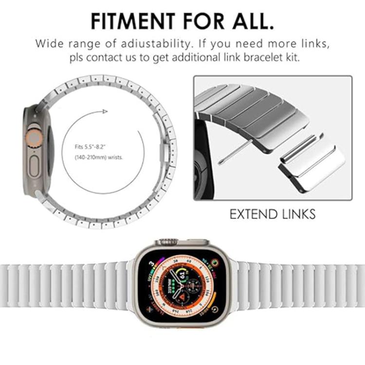 For Apple Watch 46mm / 49mm / 45mm / 44mm Butterfly Clasp One-Bead Titanium Alloy Watch Band(Silver) - free shipping - PMC TechLife - Order now!