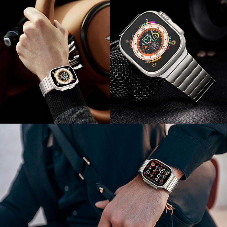 For Apple Watch 46mm / 49mm / 45mm / 44mm Butterfly Clasp One-Bead Titanium Alloy Watch Band(Silver) - free shipping - PMC TechLife - Order now!