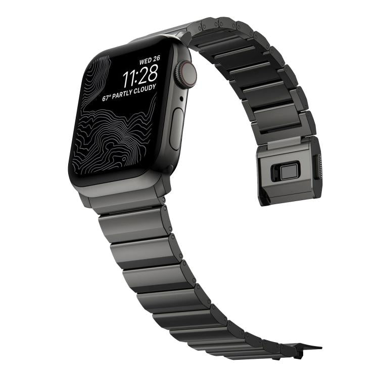 For Apple Watch 46mm / 49mm / 45mm / 44mm Norman Clasp One-Bead Stainless Steel Watch Band(Tin Color) - free shipping - PMc TechLife - Order now!