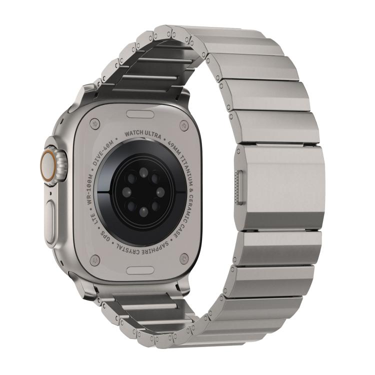 For Apple Watch 46mm / 49mm / 45mm / 44mm Norman Clasp One-Bead Stainless Steel Watch Band(Titanium) - free shipping - PMc TechLife - Order now!