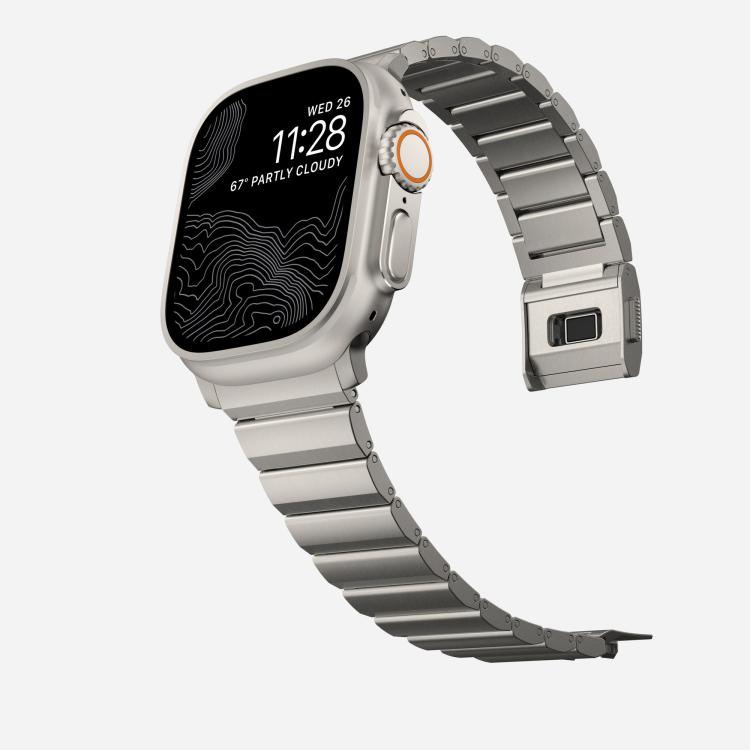 For Apple Watch 46mm / 49mm / 45mm / 44mm Norman Clasp One-Bead Stainless Steel Watch Band(Titanium) - free shipping - PMc TechLife - Order now!