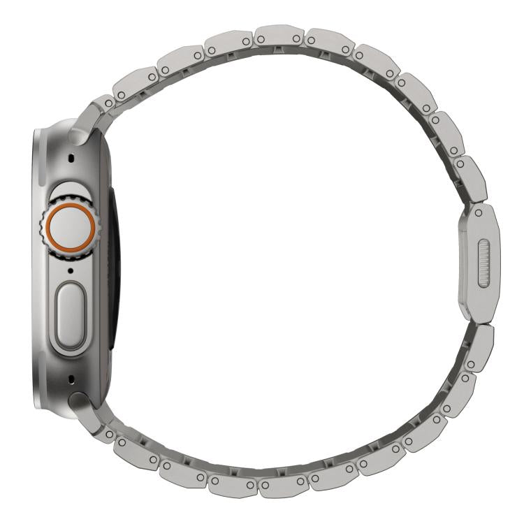 For Apple Watch 46mm / 49mm / 45mm / 44mm Norman Clasp One-Bead Stainless Steel Watch Band(Titanium) - free shipping - PMc TechLife - Order now!