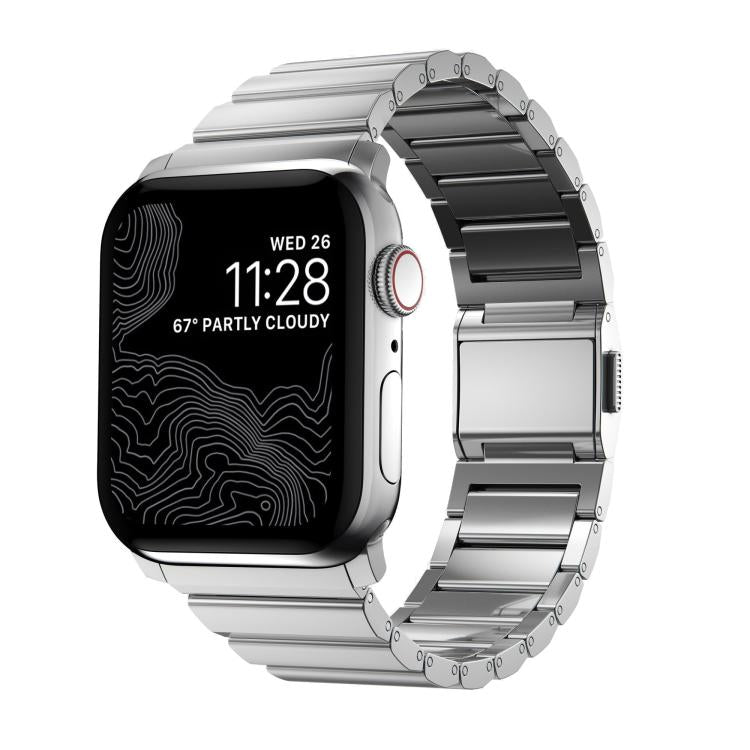 For Apple Watch 46mm / 49mm / 45mm / 44mm Norman Clasp One-Bead Stainless Steel Watch Band(Silver) - free shipping - PMc TechLife - Order now!