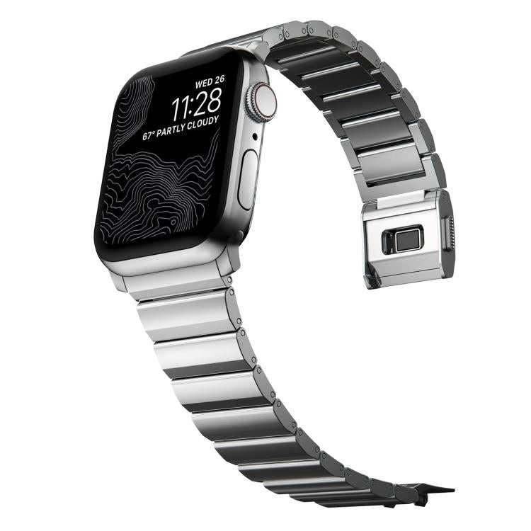 For Apple Watch 46mm / 49mm / 45mm / 44mm Norman Clasp One-Bead Stainless Steel Watch Band(Silver) - free shipping - PMc TechLife - Order now!