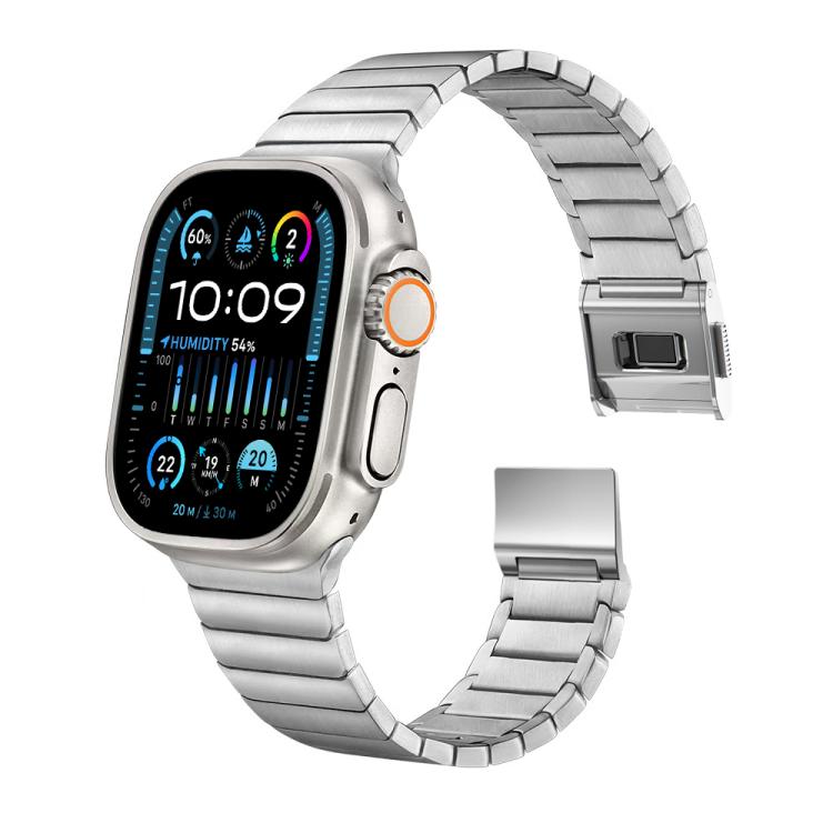 For Apple Watch 46mm / 49mm / 45mm / 44mm Bamboo Norman Buckle Pure Titanium Watch Band(Silver) - free shipping - PMC TechLife - Order now!