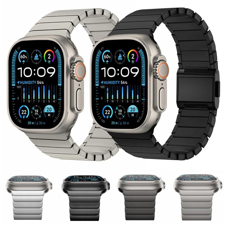For Apple Watch 46mm / 49mm / 45mm / 44mm Bamboo Norman Buckle Pure Titanium Watch Band(Silver) - free shipping - PMC TechLife - Order now!