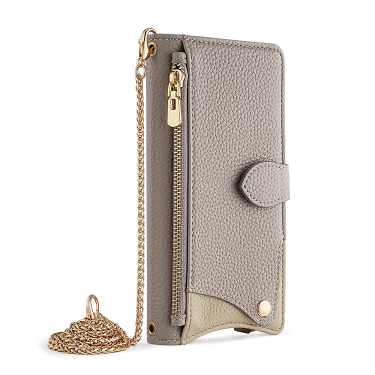 For Huawei Pura 70 Crossbody Chain Fishtail Litchi Leather Phone Case(Grey) - Huawei Cases by PMC TechLife | Online Shopping South Africa | PMC TechLife | Buy Now Pay Later Mobicred