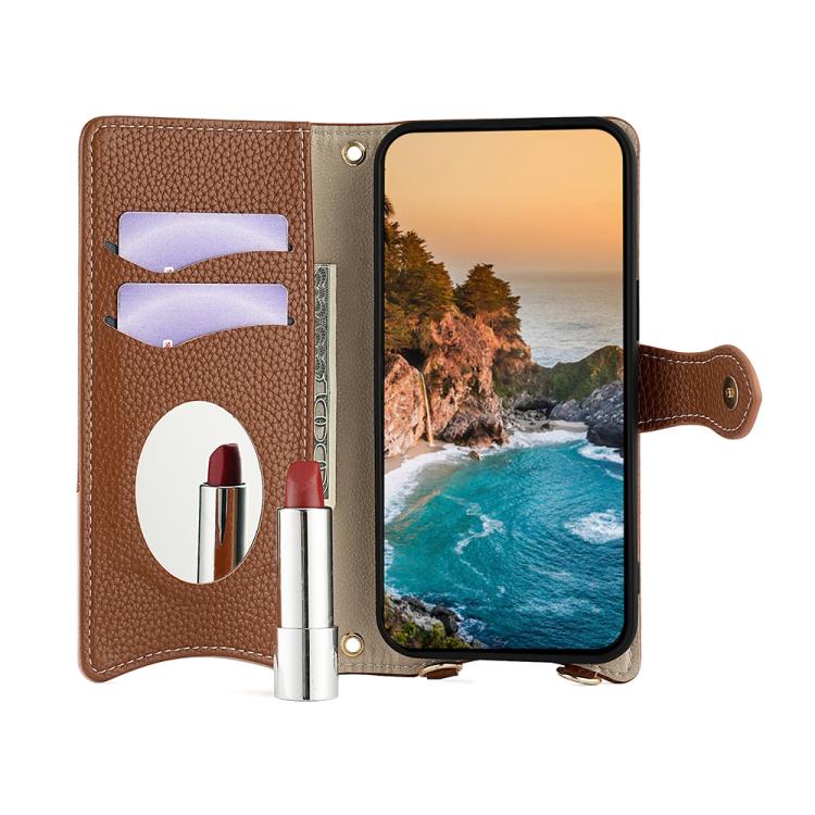 For OnePlus Nord N200 5G Crossbody Chain Fishtail Litchi Leather Phone Case(Brown) - OnePlus Cases by PMC TechLife | Online Shopping South Africa | PMC TechLife | Buy Now Pay Later Mobicred