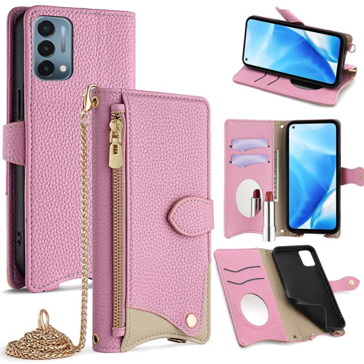 For OnePlus Nord N200 5G Crossbody Chain Fishtail Litchi Leather Phone Case(Pink) - OnePlus Cases by PMC TechLife | Online Shopping South Africa | PMC TechLife | Buy Now Pay Later Mobicred