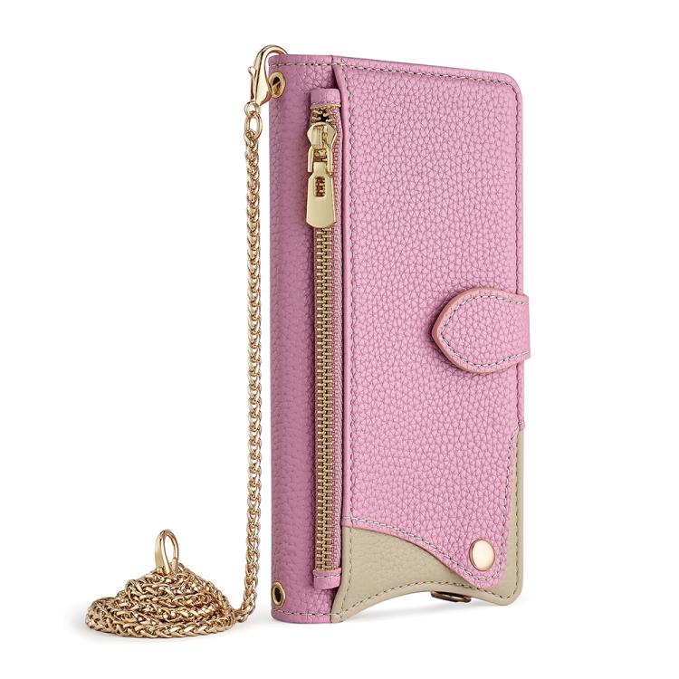For OnePlus Nord N200 5G Crossbody Chain Fishtail Litchi Leather Phone Case(Pink) - OnePlus Cases by PMC TechLife | Online Shopping South Africa | PMC TechLife | Buy Now Pay Later Mobicred