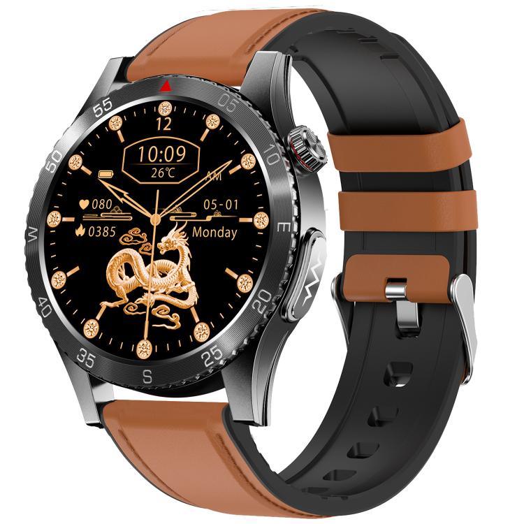 H9 1.43 inch Leather Strap ECG Smart Watch Supports Bluetooth Calls/Smart Voice Assistant(Brown) - free shipping - PMC TechLife - Order now!