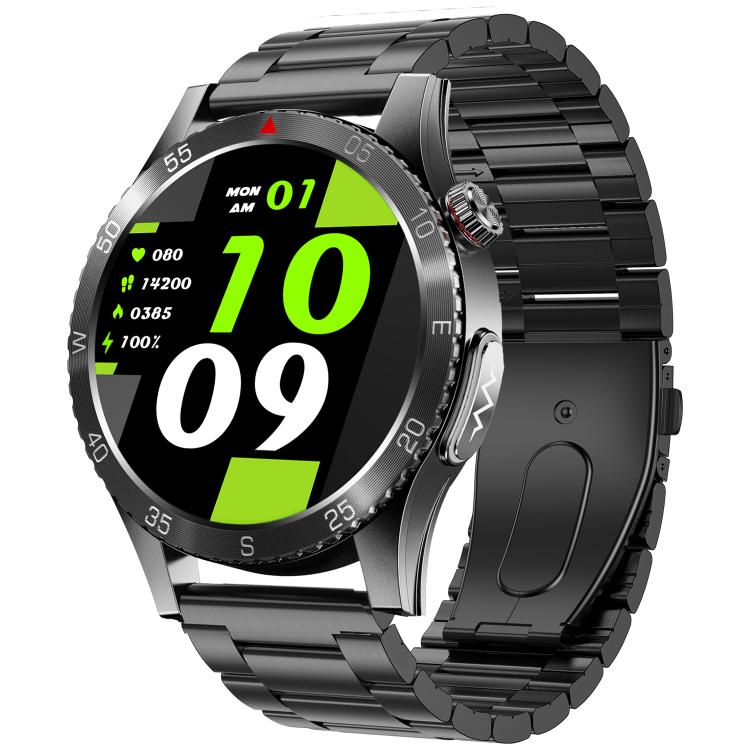 H9 1.43 inch Steel Strap ECG Smart Watch Supports Bluetooth Calls/Smart Voice Assistant(Black) - free shipping - PMC TechLife - Order now!