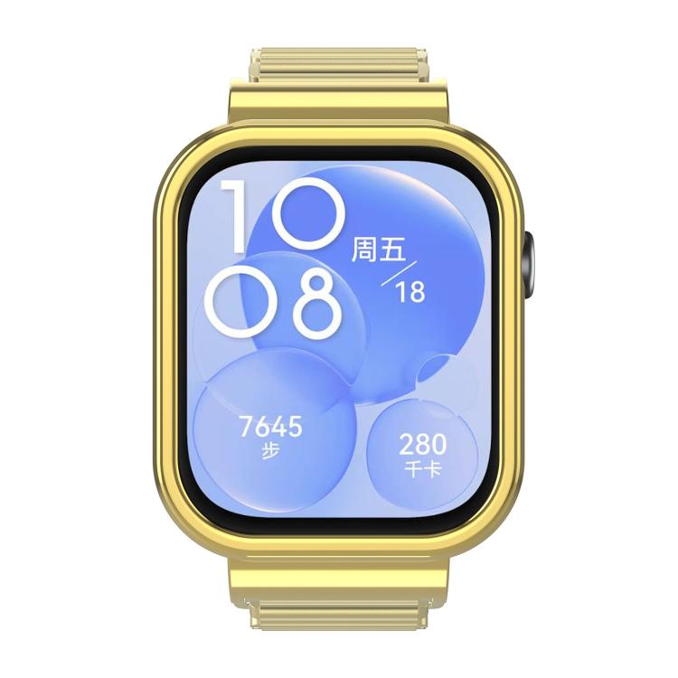 For Huawei Watch Fit3 Hollow Chain Metal Frame Watch Band(Gold) - free shipping - PMC TechLife - Order now!