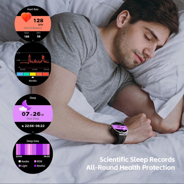 GT97 1.53 inch Round Screen 2 in 1 Bluetooth Earphone Silicone Strap Smart Watch Supports Bluetooth Calls(Black) - free shipping - PMC TechLife - Order now!