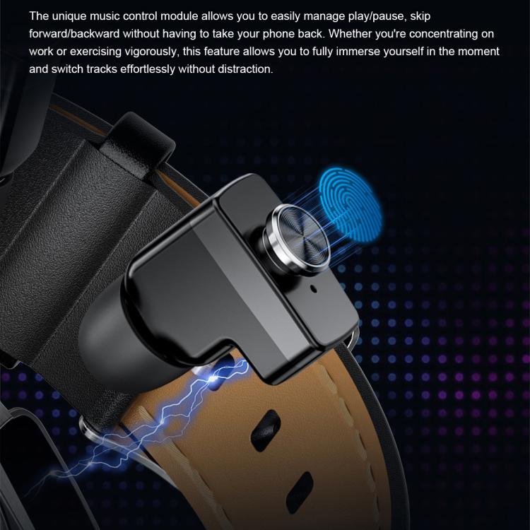 GT97 1.53 inch Round Screen 2 in 1 Bluetooth Earphone Silicone Strap Smart Watch Supports Bluetooth Calls(Black) - free shipping - PMC TechLife - Order now!