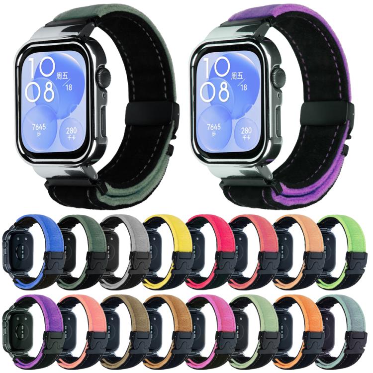 For Huawei Watch Fit3 Brushed Metal Silver Frame Watch Band(Black Red) - free shipping - PMC TechLife - Order now!