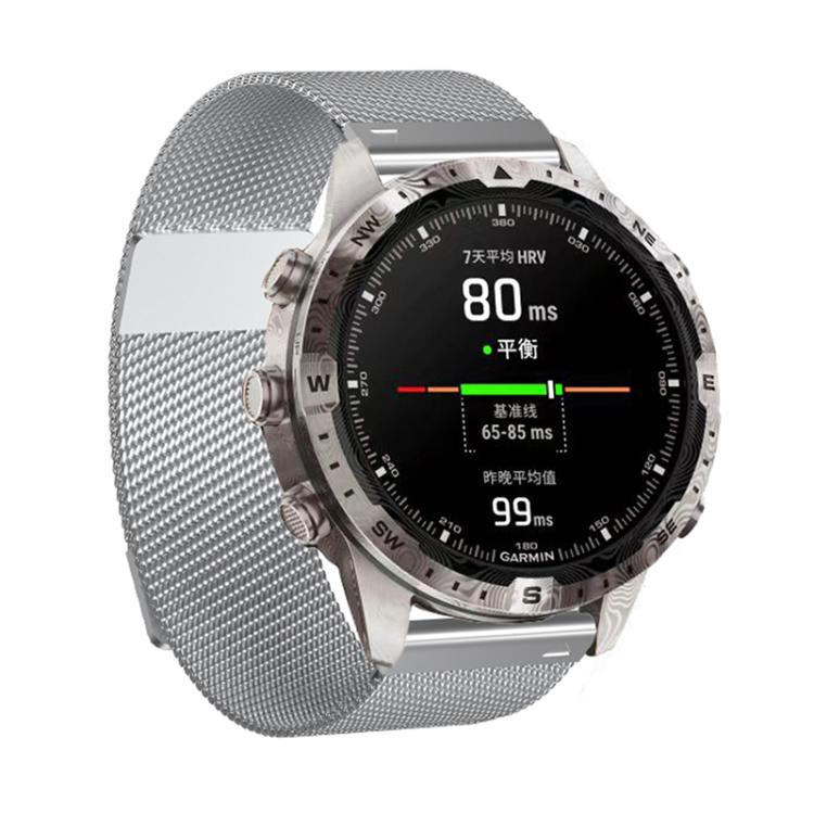 For Garmin Watch 22mm Milanese Dual Section Magnetic Metal Watch Band(Silver) - free shipping - PMC TechLife - Order now!