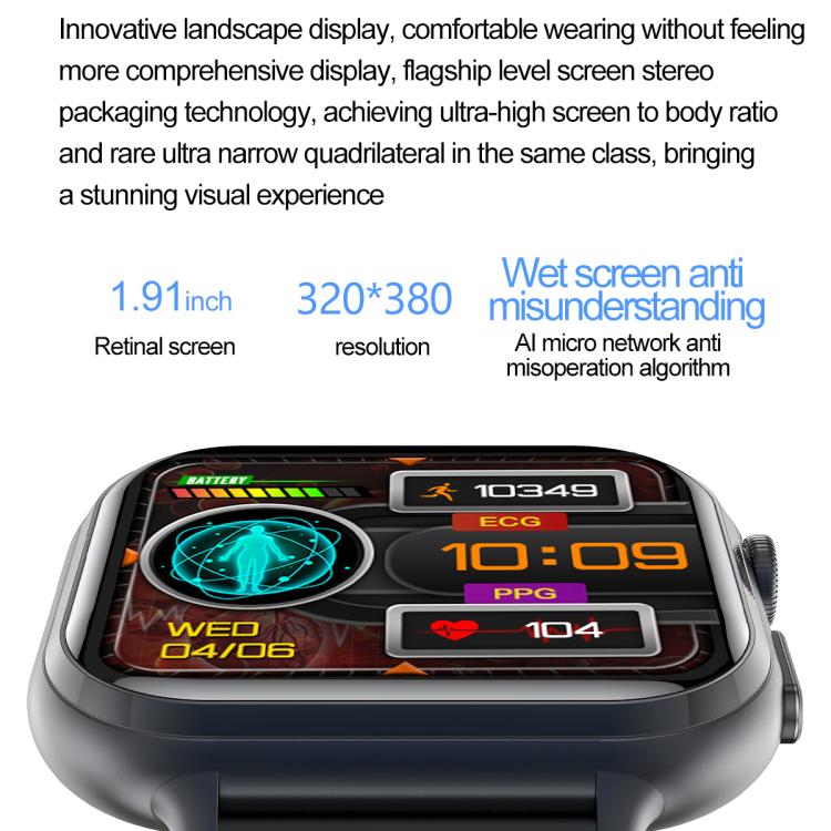 TK17 1.91 inch Horizontal Screen Steel Strap Smart Watch Supports ECG Electrocardiogram(Black) - free shipping - PMC TechLife - Order now!