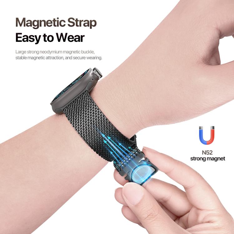 For Apple Watch 46mm / 49mm / 45mm / 44mm DUX DUCIS Milanese Air Series Stainless Steel Magnetic Watch Strap(Black) - free shipping - PMC TechLife - Order now!