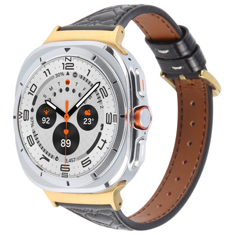 For Samsung Galaxy Watch Ultra 47mm / Ultra 2025 Metal Connector Heart-Shaped Embossed Leather Watch Band(Black) - free shipping - PMC TechLife - Order now!