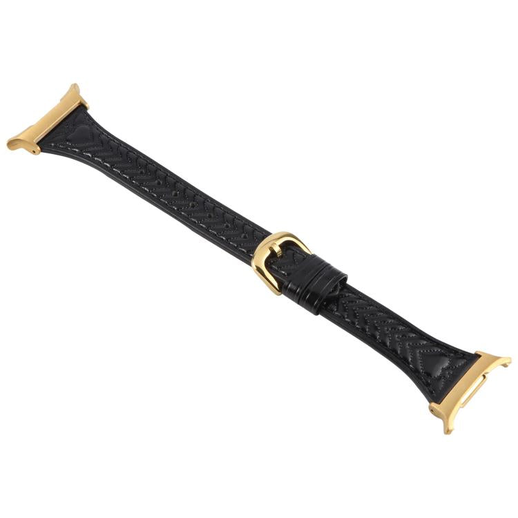 For Samsung Galaxy Watch Ultra 47mm / Ultra 2025 Metal Connector Heart-Shaped Embossed Leather Watch Band(Black) - free shipping - PMC TechLife - Order now!