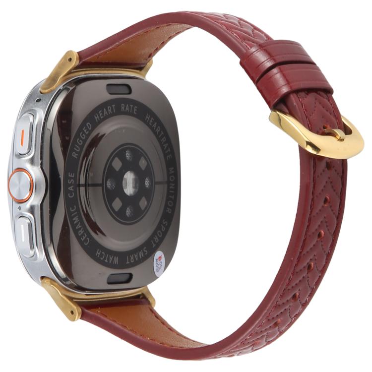For Samsung Galaxy Watch Ultra 47mm / Ultra 2025 Metal Connector Heart-Shaped Embossed Leather Watch Band(Wine Red) - free shipping - PMC TechLife - Order now!