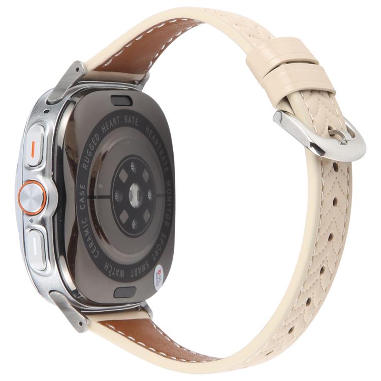 For Samsung Galaxy Watch Ultra 47mm Metal Connector Heart-Shaped Embossed Leather Watch Band(Apricot) - Watch Bands by PMC TechLife | Online Shopping South Africa | PMC TechLife | Buy Now Pay Later Mobicred