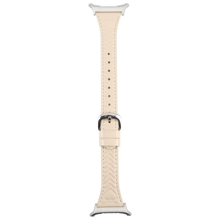 For Samsung Galaxy Watch Ultra 47mm Metal Connector Heart-Shaped Embossed Leather Watch Band(Apricot) - Watch Bands by PMC TechLife | Online Shopping South Africa | PMC TechLife | Buy Now Pay Later Mobicred
